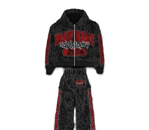 2026 Hot Selling <b>Embroidery</b> Heavyweight Men'S Sweatsuit Streetwear Cotton Jacket Tracksuit Flared Sweatpants and Hoodie <b>Sets</b> - Product Image 3