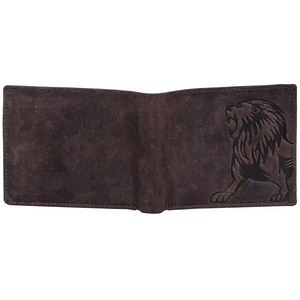 Cartera de Cuero Genuino Personalizada para Hombre, Diseño de León Grabado, Cierre Plegable, Estilo Corto, Uso Diario, Carteras Vintage con Estampado Animal - Product Image 3