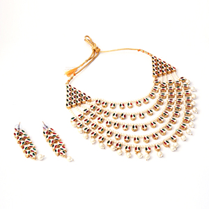 Indian Stylish Layered Pearl Rani Haar Long Kundan Necklace Zircon Alloy Jewellery Set Wedding Engagement Party Gift Hiphop Gold - Product Image 3