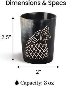 Verres à shot en corne, design loup viking, faits à la main, pour cocktails, articles de bar, style vintage, 30 ml - Product Image 2