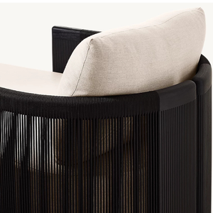 Chaise longue d'extérieur en teck de qualité supérieure avec détails en corde, coussin confortable, chaise longue de patio, mobilier d'hôtel, style contemporain - Product Image 5