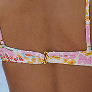 Conjunto de Bikini de Dos Piezas con Estampado Floral para Mujer, Escote Pronunciado, Sujetador Triangular, Decoración de Cristal, Braguita con Lazos Laterales, Secado Rápido - Product Image 5