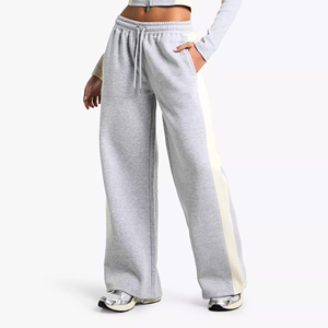 Ensemble 2 pièces pour femme : veste courte zippée et pantalon de survêtement à jambes larges, tenue décontractée assortie, gris - Product Image 4