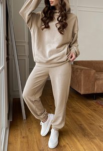 Conjunto Deportivo de Dos Piezas para Mujer, Sudadera con Capucha de Forro Polar de Manga Larga y Pantalones Deportivos, Estilo Casual - Product Image 4