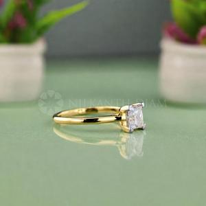 Princess Cut <b>Fine</b> Diamond Jewelry Lab Created Diamond <b>Ring</b> in Yellow Gold Diamond <b>Ring</b> for Wholesale Export from Indian Supplier - Product Image 3