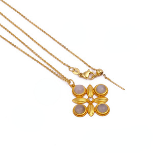 Collier El Joyero en pierre de lune arc-en-ciel, design trèfle, style bohème, plaqué or 18 carats, pendentif en pierres précieuses fait main, chaîne ajustable - Product Image 2