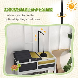 "Reptile & Amphibian Supplies Tortoise House W/ Adjustable <b>Lamp</b> Holder Storage <b>Shelf</b> Removable Main House Openable Lid Gray" - Product Image 5