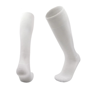 Chaussettes athlétiques blanches mi-hautes pour adultes, pour le football, respirantes, en coton tricoté, couleur unie, printemps - Product Image 5