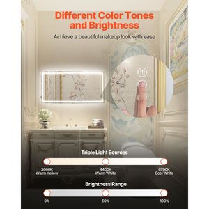 Specchio LED da Bagno 36x72 Pollici Antiappannamento con Luci Memoria e Design Retroilluminato a Gradini - Product Image 2