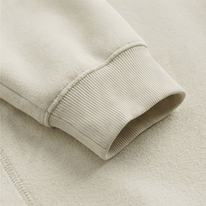 Unisex Cream Cotton Tracksuit Full <b>Zip</b> Stand Collar Casual Solid Color <b>Joggers</b> With Side <b>Pockets</b> Autumn Wear - Product Image 6