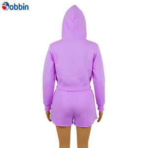 Conjunto Deportivo de Verano Personalizado para Mujer, Sudadera con Cierre y Pantalones Cortos, 100% Algodón - Product Image 4