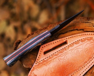 Couteau à dépecer artisanal A&M ENTERPRISES en acier inoxydable, lame fixe, manche en micarta, pointe clip, couteau de survie industriel pour le camping - Product Image 6