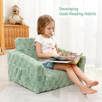 Chaises pliantes modernes pour enfants 2-en-1, canapé/chaise longue pliable en flanelle douce, convertible en lit pour filles et garçons, vert pour tout-petits