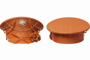 Customized Decorative Genuine Leather Peak <b>Cap</b> with Chain Flower Design Fashion <b>Hat</b> for Women Custom Embroidered Headwear <b>Caps</b> - Product Image 3