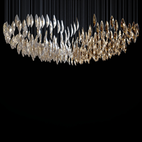 Lustre de plafond design fait sur mesure pour hall d'hôtel salle à manger lustres d'éclairage de feuille de métal or argent de luxe