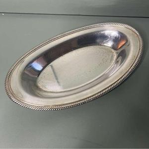 Oval Shape <b>Metal</b> Silver Dish Food Display Plate Beaded <b>Border</b> Design Tableware Use Brass Food Serving Oval Deep Bowl Handmade - Product Image 3