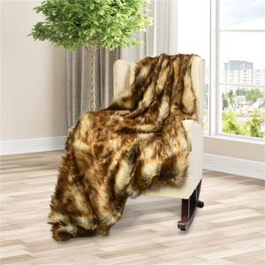 Lussuosa Coperta in Finta Pelliccia a Doppio Lato per Interni/Esterni 137x91 cm Morbida e Calda Stile Americano 870g Visone/550g Pile-06495738 - Product Image 1