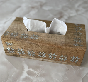 Boîte à mouchoirs en bois faite à la main avec incrustation blanche, support décoratif de style chinois traditionnel - Product Image 3
