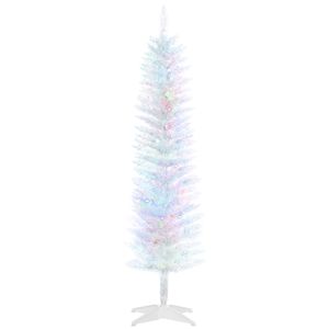 Albero di Natale Sottile Preilluminato da 1,5 m con 8 Modalità di Illuminazione e Rami Bianchi Colorati - Product Image 1