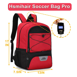 Sac à dos de sport rouge pour le football avec compartiment séparé pour ballon, compartiment pour chaussures à crampons, poches pour bouteille d'eau, haute qualité, personnalisable - Product Image 3
