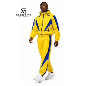 Ensemble de survêtement décontracté personnalisé à capuche coupe-vent uni, style cargo sport, créez votre propre tenue unisexe en polyester 2026 - Product Image 2