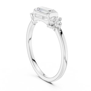 Anillo de Compromiso con Diamante Cultivado en Laboratorio de 0.15 CT, Plata 925 con Baño de Rodio, Corte Esmeralda, Color Blanco D. E - Product Image 4