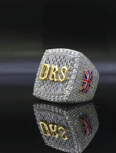Luxury Moissanite Cocktail Ring 925 Silver 18K Gold Pave Setting Baguette Cut <b>Letter</b> Pattern Men's Gift Jewelry - Product Image 6