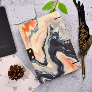 Modern Abstract Marble Handmade Journal | <b>A5</b> Artistic <b>Notebook</b> with Vintage Lock 100 Pages Handmade Paper Diary for Writing Gift - Product Image 5