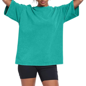 Streetwear Short Sleeves T-shirt Femme 230gsm 100%cotton Heavy Wash Vintage Oversized <b>Down</b> Shoulder t Shirt for Women - Product Image 1