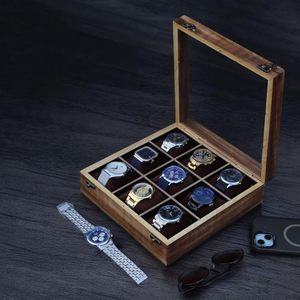 AHTE MANUEXPO UR-065 Caja de Madera para Relojes con 12 Ranuras, Tapa de Cristal, Soporte de Almacenamiento para Eventos Especiales de Hombres - Product Image 5