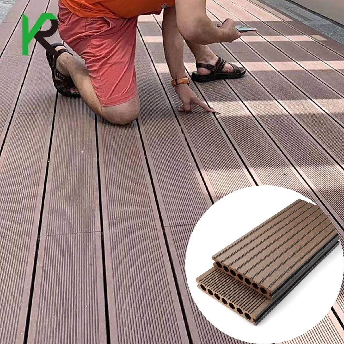 Veranda Hollow WPC Terrace WPC Flooring Capped Wood Fiber Waterproof Outdoor Composite Decking Anti-slip