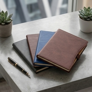 Carnet A5 en cuir PU avec rabat à bouton, organisateur professionnel multicolore avec logo personnalisé pour l'écriture au bureau - Product Image 4
