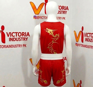 Red Unisex Kung Fu One-Piece Suit With Gold <b>Dragon</b> Print Breathable Polyester Martial <b>Arts</b> Wear Adult Regular Fit - Product Image 3
