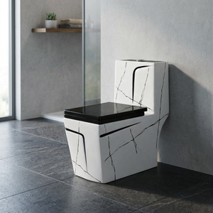 WC monobloc en céramique de qualité supérieure, à poser au sol, avec système de chasse siphonique, pour une infrastructure de salle de bain contemporaine - Product Image 4