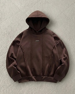 Sudadera con Capucha de Algodón Grueso de Diseño Nuevo OEM para Hombre, Estilo Retro con Costuras Expuestas, Gráficos Personalizados, Ropa Urbana Futurista - Product Image 5