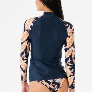 Haut de bain élégant pour femme, coupe ajustée, avec fermeture éclair sur le devant, haut de maillot de bain athlétique, veste de plongée haute élasticité - Product Image 3