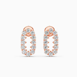 Boucles d'oreilles clous en or rose plaqué avec diamants de laboratoire taille ovale certifiés pour mariage unisexe, bijoux tendance - Product Image 3