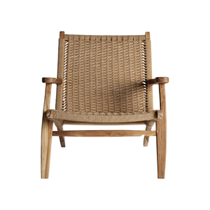Sillón de Exterior Tropical para Terraza, Hecho a Mano con Madera de Teca Sólida y Tejido de Cuerda, Acabado Natural Duradero, Asiento Relajante para Resort - Product Image 3