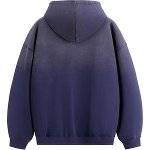 Sweat à capuche unisexe doublé en tissu gaufré, délavé à l'acide, thermique double couche, effet vieilli vintage, entièrement zippé, 500g, épais, hiver - Product Image 5