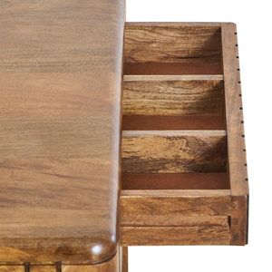 Table de salle à manger rectangulaire en bois de manguier massif, faite à la main, avec 2 tiroirs de rangement, finition naturelle, pour la maison, la cuisine ou le restaurant - Product Image 5