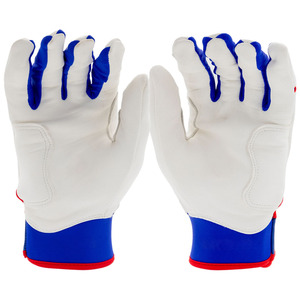 Baseball Batting Gloves <b>White</b> Blue Red Leather Breathable Grip Control Adjustable Wrist Sports OEM Bulk Manufacturer Gloves - Product Image 2