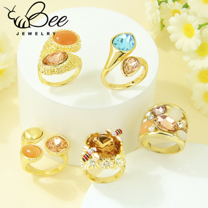 Fashionable Colored Crystal Prom <b>Rings</b> Elegant 14k Italian Designer Unique Handmade <b>Ring</b> <b>Statement</b> Jewelry for Women Party - Product Image 6