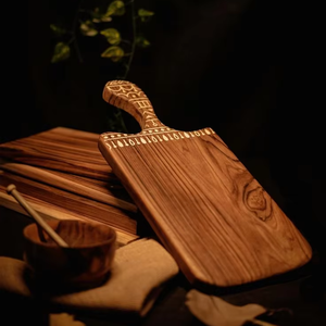 เขียงไม้ทำมือจากอินเดีย คุณภาพสูง 100% เป็นมิตรกับสิ่งแวดล้อม ปลอดสารพิษ อุปกรณ์ครัวแบบกำหนดเองได้ สำหรับครัวเรือน - Product Image 1