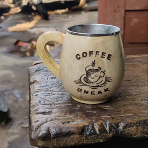 Eco-Friendly Polished Wooden Viking <b>Mug</b> with Hand Carved Engraving and Animal Design-Valentine's Day & Halloween Gift - Product Image 1
