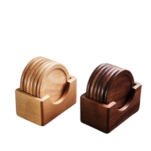 Modern Square Wooden Coasters with Marble Inlay Non-Slip <b>Mats</b> & Pads - Product Image 2