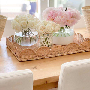 Handmade Eco-Friendly Durable Rattan Scalloped Edge Tray Set Elegant Commercial Grade Cafe Dining <b>Table</b> Home Decor Wholesale - Product Image 1