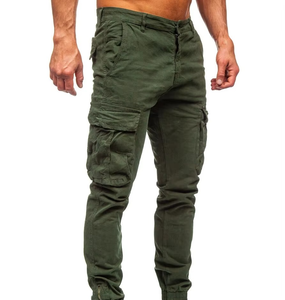 Pantalon cargo décontracté pour homme, logo personnalisé, 100 % coton, léger, coupe droite, modèle très vendu, design uni - Product Image 3