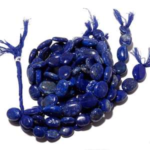 Perles ovales lisses en lapis-lazuli naturel pour la fabrication de bijoux, pierres en vrac de haute qualité - Product Image 2