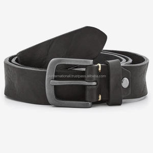 Black Natural <b>Harness</b> Vegetable Tanned <b>Men's</b> Fashion <b>Leather</b> Casual Belt with Antique Black Finish Metal Buckle All Sizes - Product Image 4