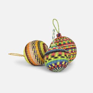 Ethnic Patterned Bauble Water Hyacinth Decorate <b>Christmas</b> <b>Tree</b> Pendant Eco Friendly Woven Holiday Supply Decor - Product Image 3